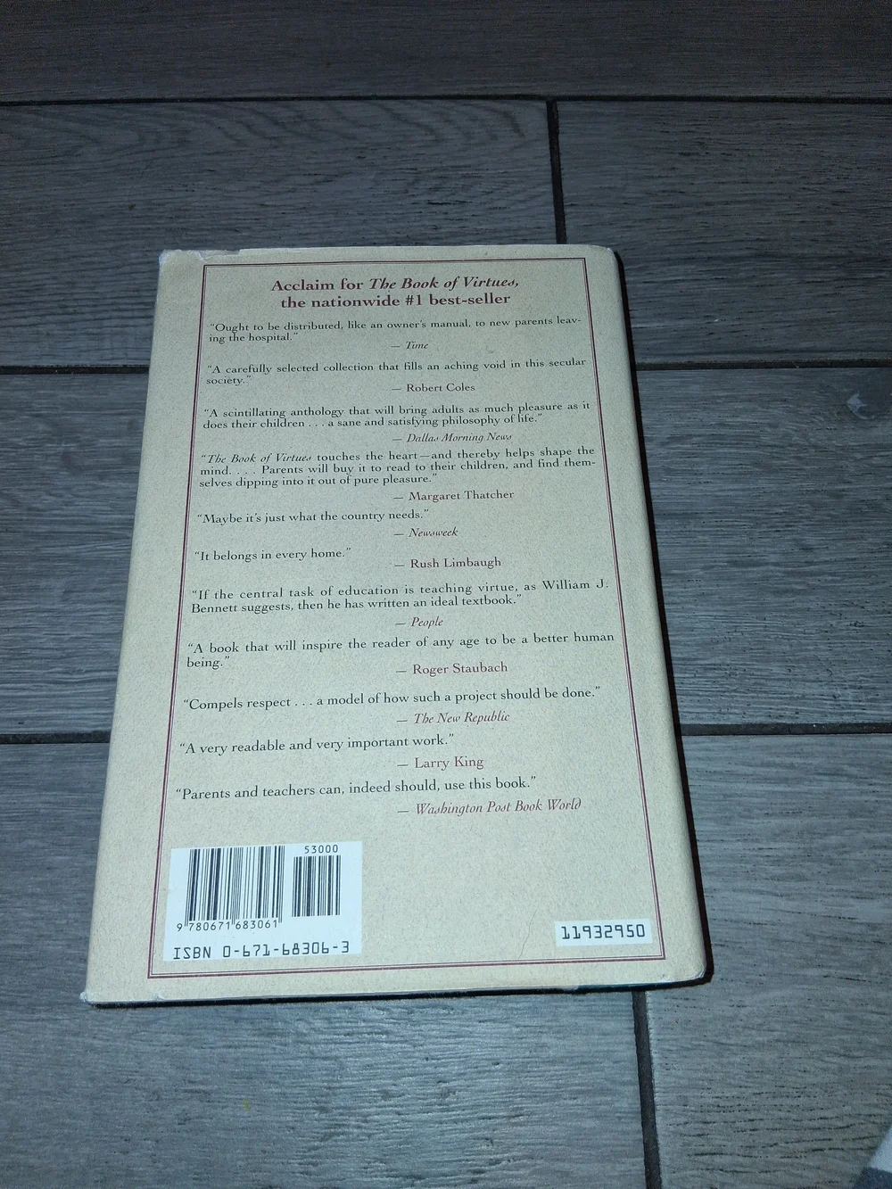 The Book of Virtues by William J. Bennett — Cream Hardcover